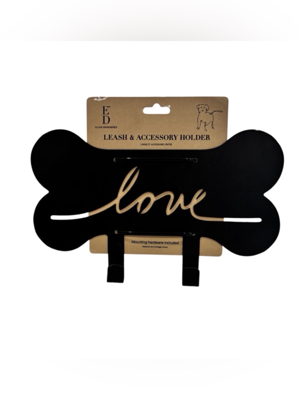 Ellen Degeneres Black 'Love' Bone Leash & Accessory Holder